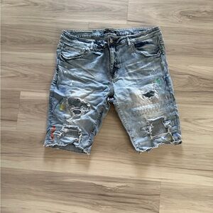 Embellish Distressed Light Blue Denim Men’s Shorts